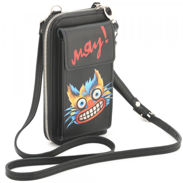 Кожаный клатч "Чукотка" "Мяу" (черный). фото 1