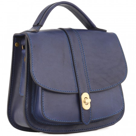 Кожаная сумка ручной работы "Париж" - с ручкой (синий)