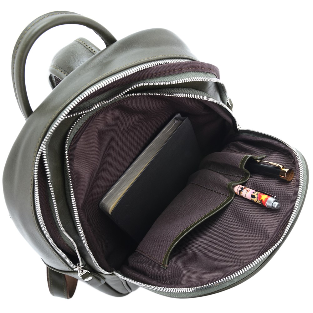 Кожаный рюкзак "Рамона" (хаки сиама)