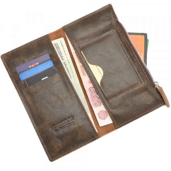 Кожаное портмоне "Арни" (коричневая наппа). фото 1