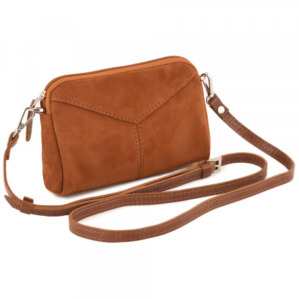  Кожаный клатч "Марта" (нубук рыжий). фото 1