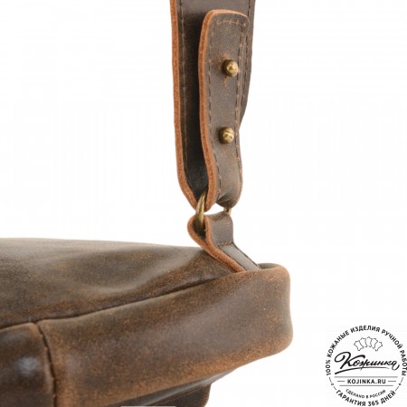 Кожаная сумка на грудь "Вульф" (коричневая наппа)