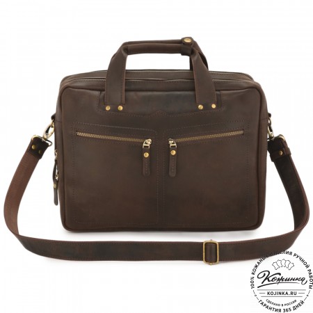 Кожаная мужская сумка-рюкзак "Генри" (коричневый)