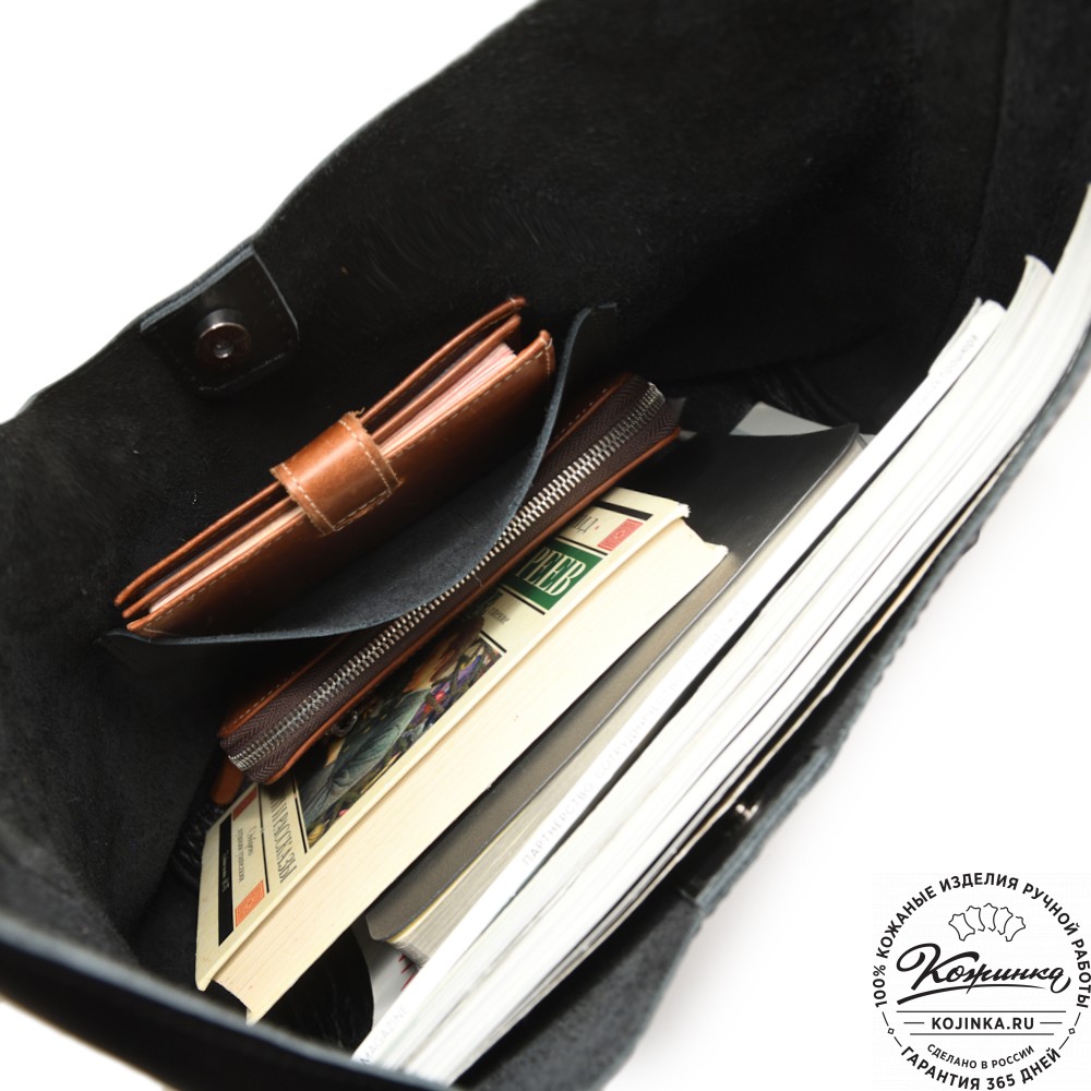 Женская кожаная сумка-шоппер "Ямайка" (черная) 