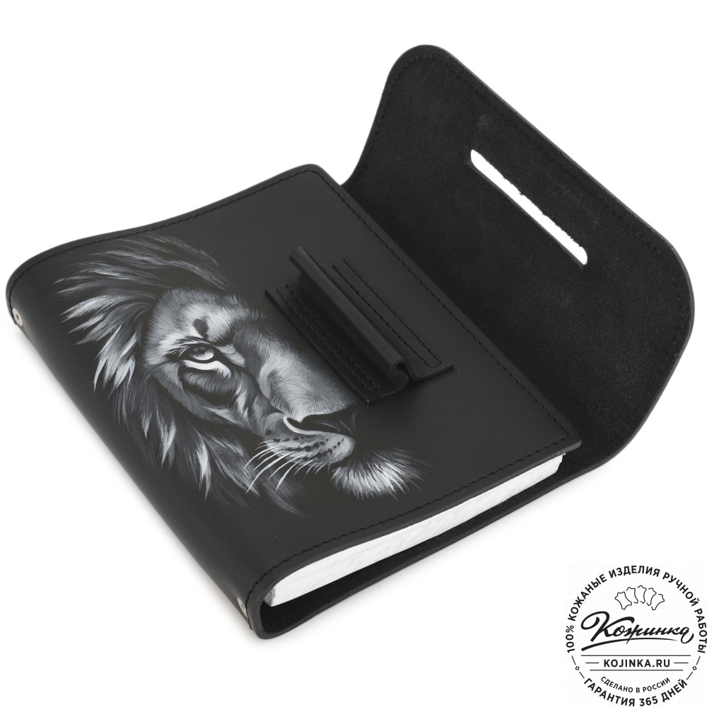 Кожаный ежедневник на кольцах "Самуэль" "Лев" (черный)