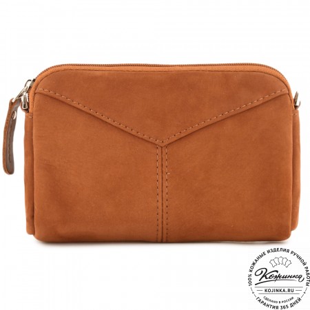  Кожаный клатч "Марта" (нубук рыжий)