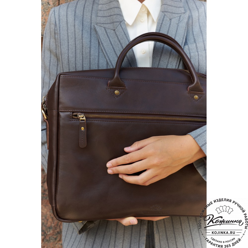 Кожаная деловая сумка "Спайк" (коричневая) 
