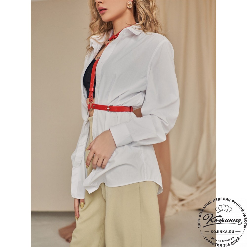 Кожаная портупея Venus (красная)