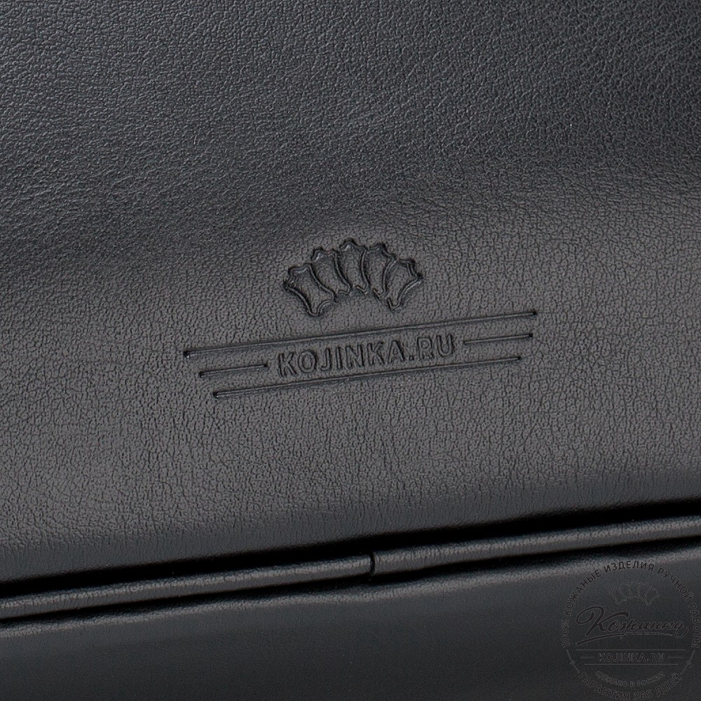 Кожаная деловая сумка "Гофман" (чёрная) 