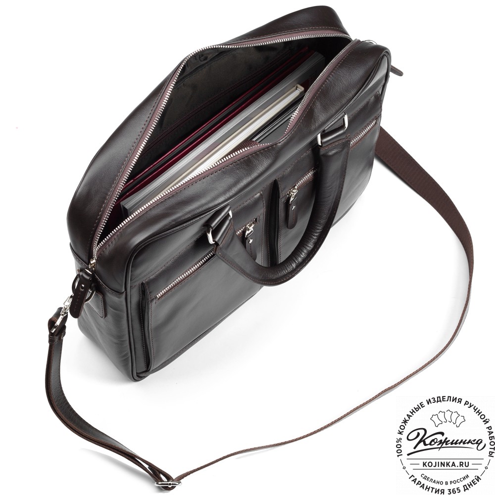 Кожаная деловая сумка "Гофман" (коричневая) 