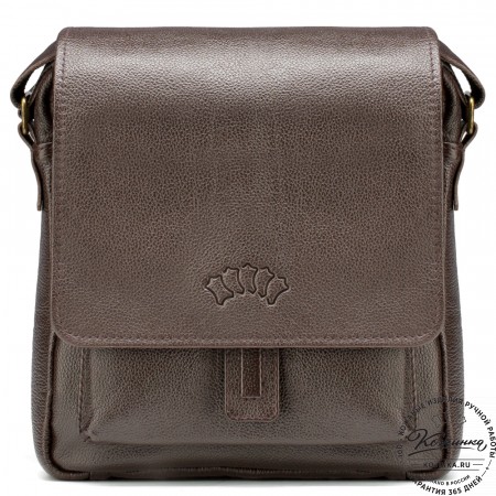 Кожаная сумка через плечо "Алекс" (тёмно-коричневая) 