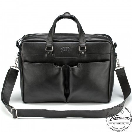 Кожаная деловая сумка "Хантер" (чёрная)