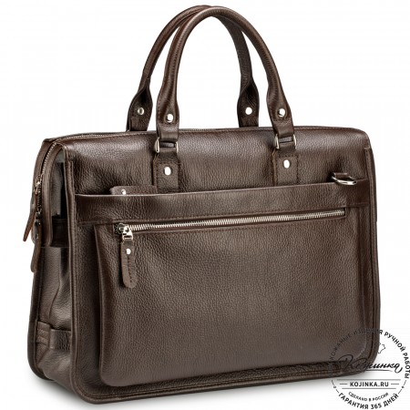Кожаная деловая сумка "Вильямс" (тёмно-коричневая) 
