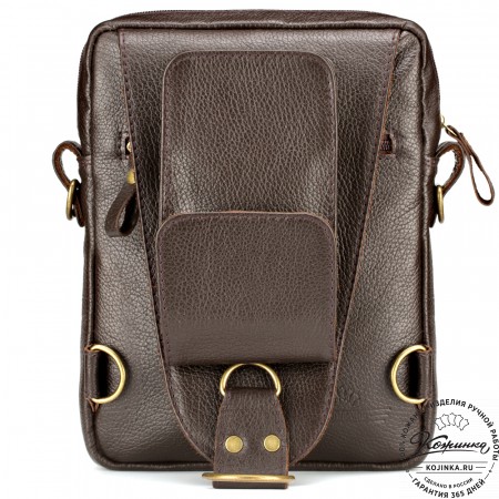 Кожаная нагрудная сумка "Стивен" (тёмно-коричневая)