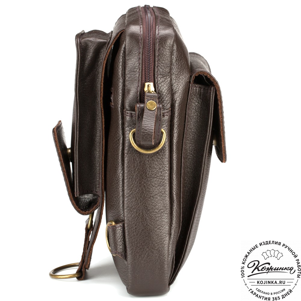 Кожаная нагрудная сумка "Стивен" (тёмно-коричневая)