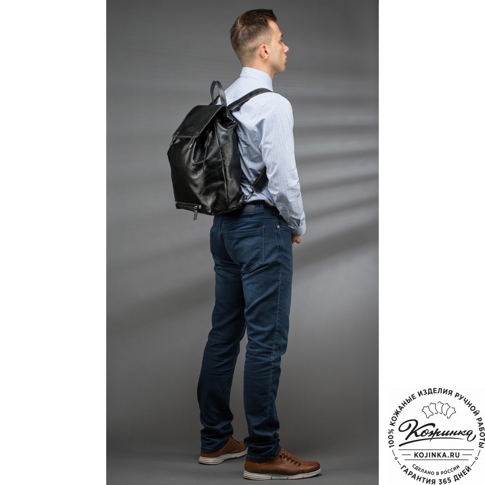Кожаный рюкзак "Брук" (чёрный)