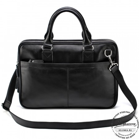 Кожаная деловая сумка "Кларк" (чёрная) 