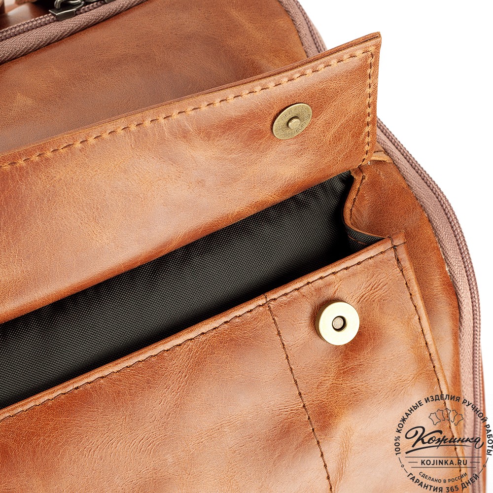 Кожаный рюкзак "Вена" (рыжий антик)