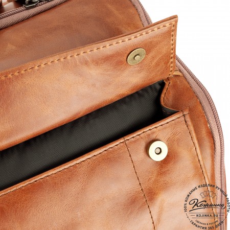 Кожаный рюкзак "Вена" (рыжий антик)