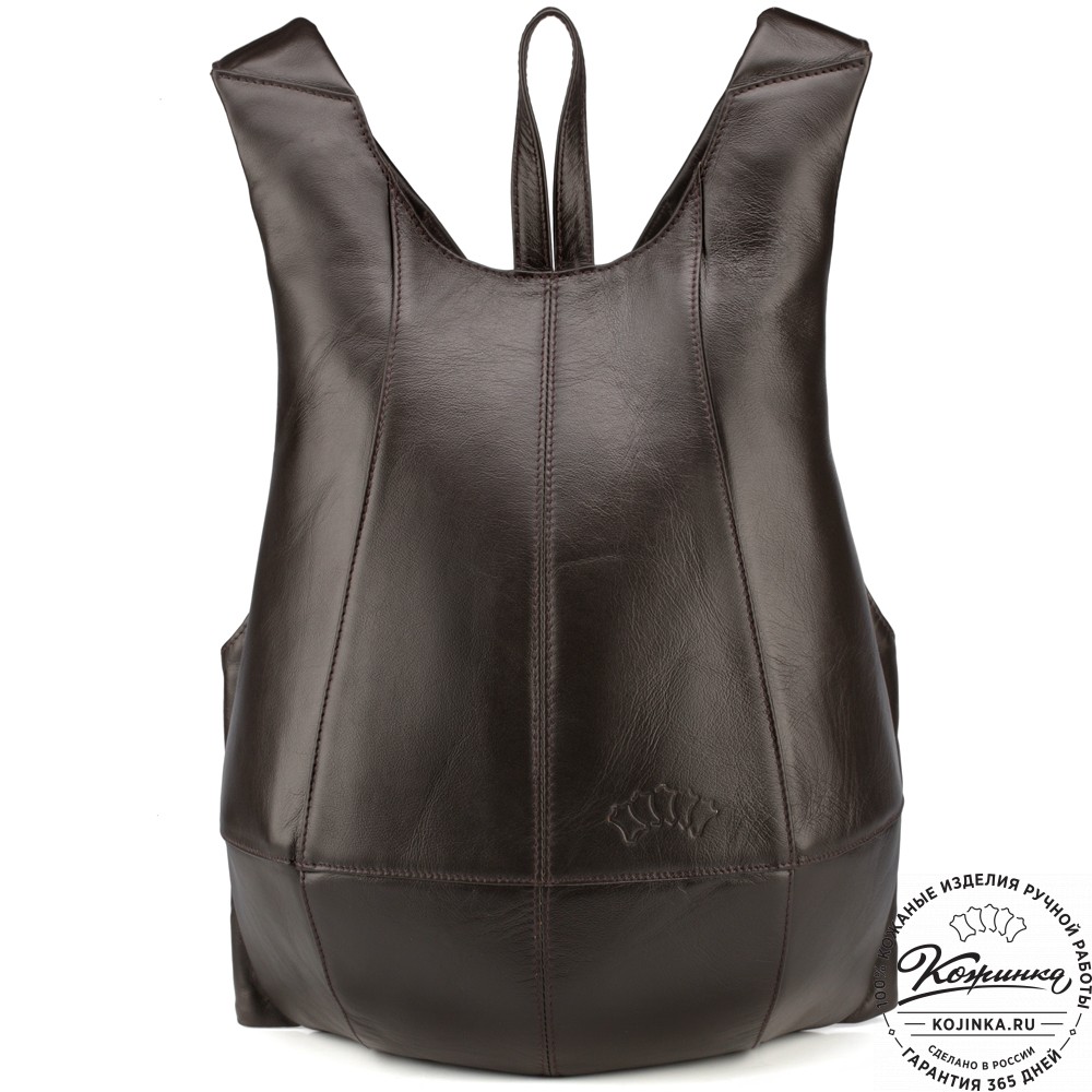 Кожаный рюкзак "Кевин" (тёмно-коричневый) 
