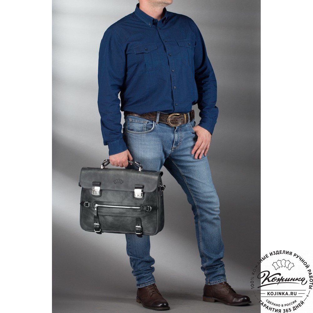 Кожаный портфель "Сталкер" (черный)