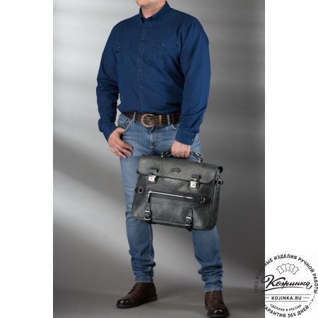 Кожаный портфель "Сталкер" (черный)