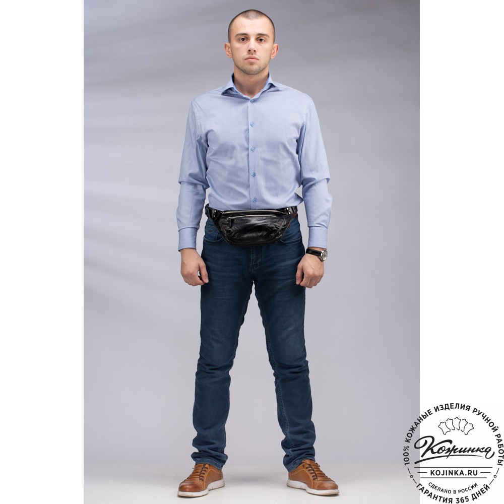 Кожаная сумка на пояс "Рики" (олива)