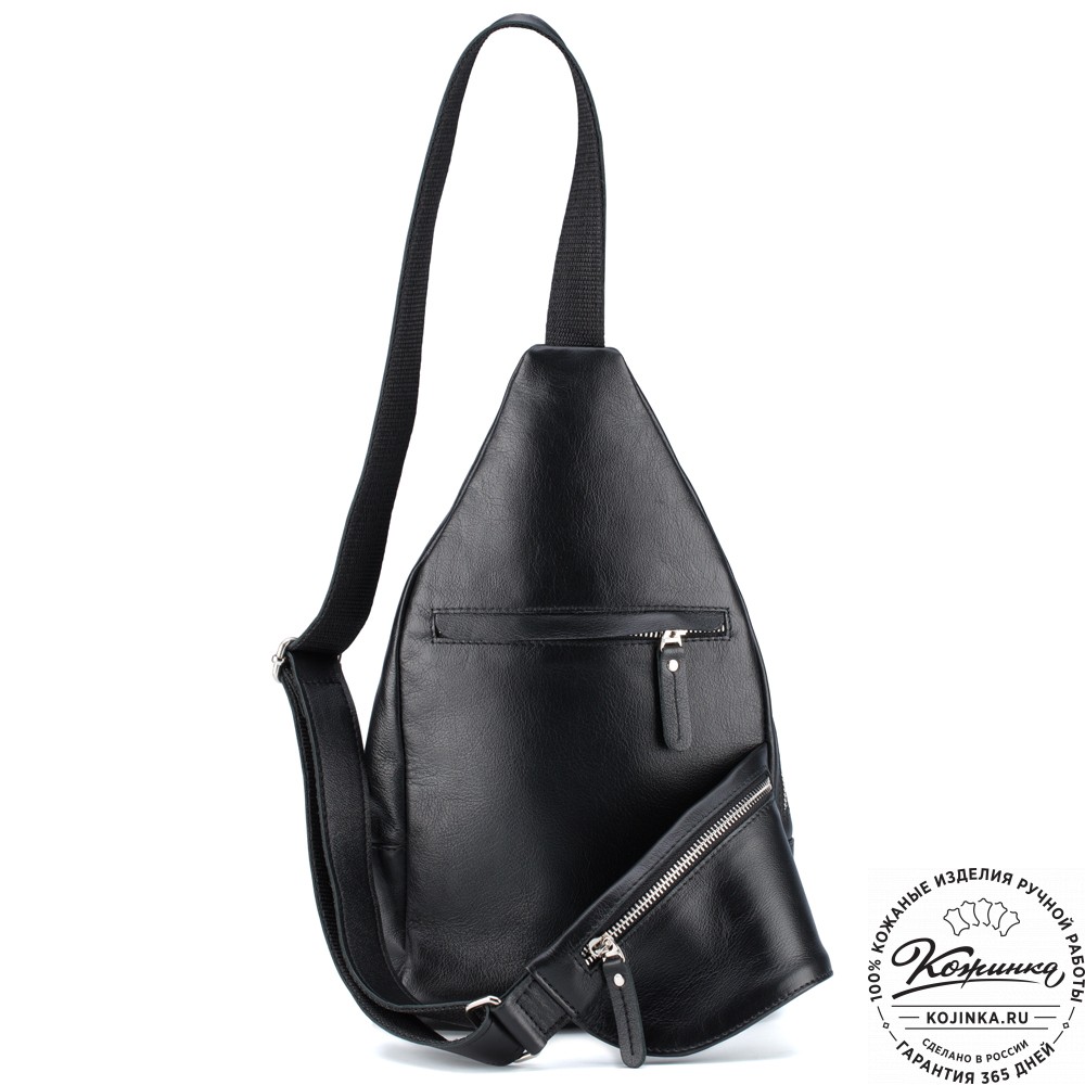 Кожаная нагрудная сумка "Аполлон" (чёрная)
