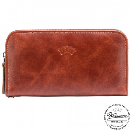 Кожаный клатч "Картер" (рыжий антик) 