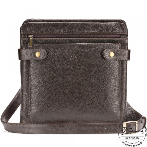 Кожаная сумка "Гарольд" (тёмно-коричневая). фото 1