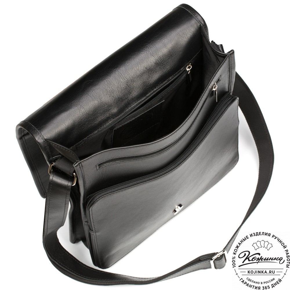 Кожаная сумка "Брэндон" (чёрная)