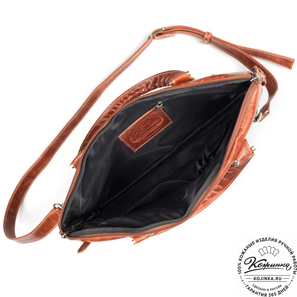 Кожаная деловая сумка "Ральф" (рыжий антик) 