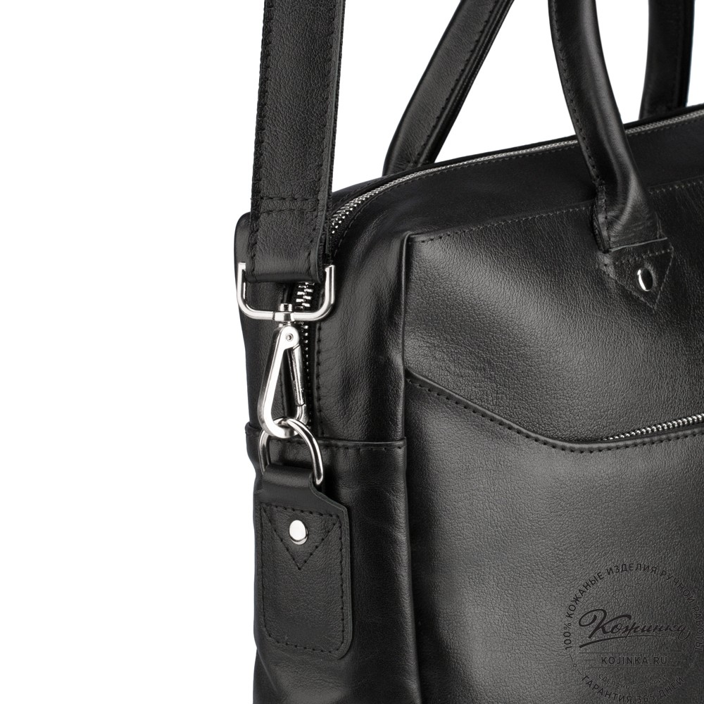 Кожаная деловая сумка "Спайк" (чёрная) 