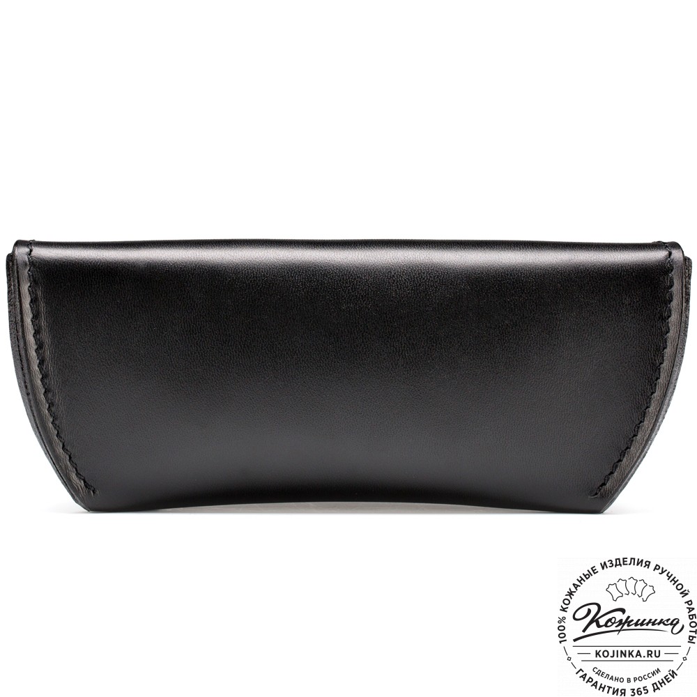 Кожаный футляр для очков из жёсткой кожи (чёрный) 