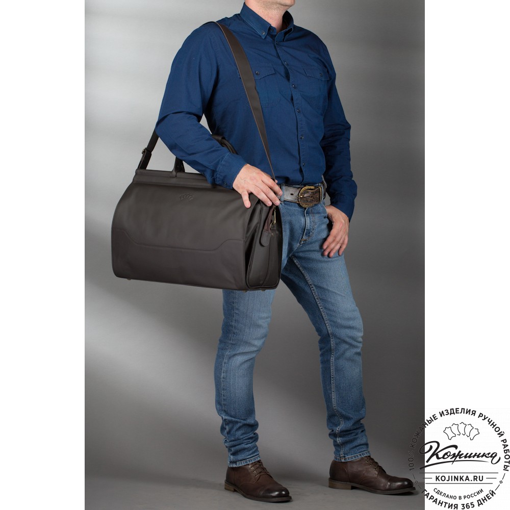 Кожаный дорожный саквояж "Гарри" (чёрный)
