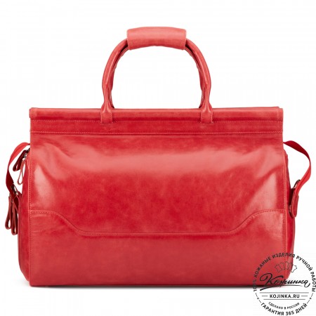 Кожаный дорожный саквояж "Гарри" (красный)