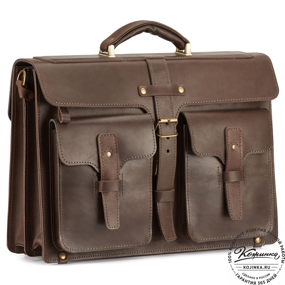Кожаный портфель "Мирон" (тёмно-коричневый)