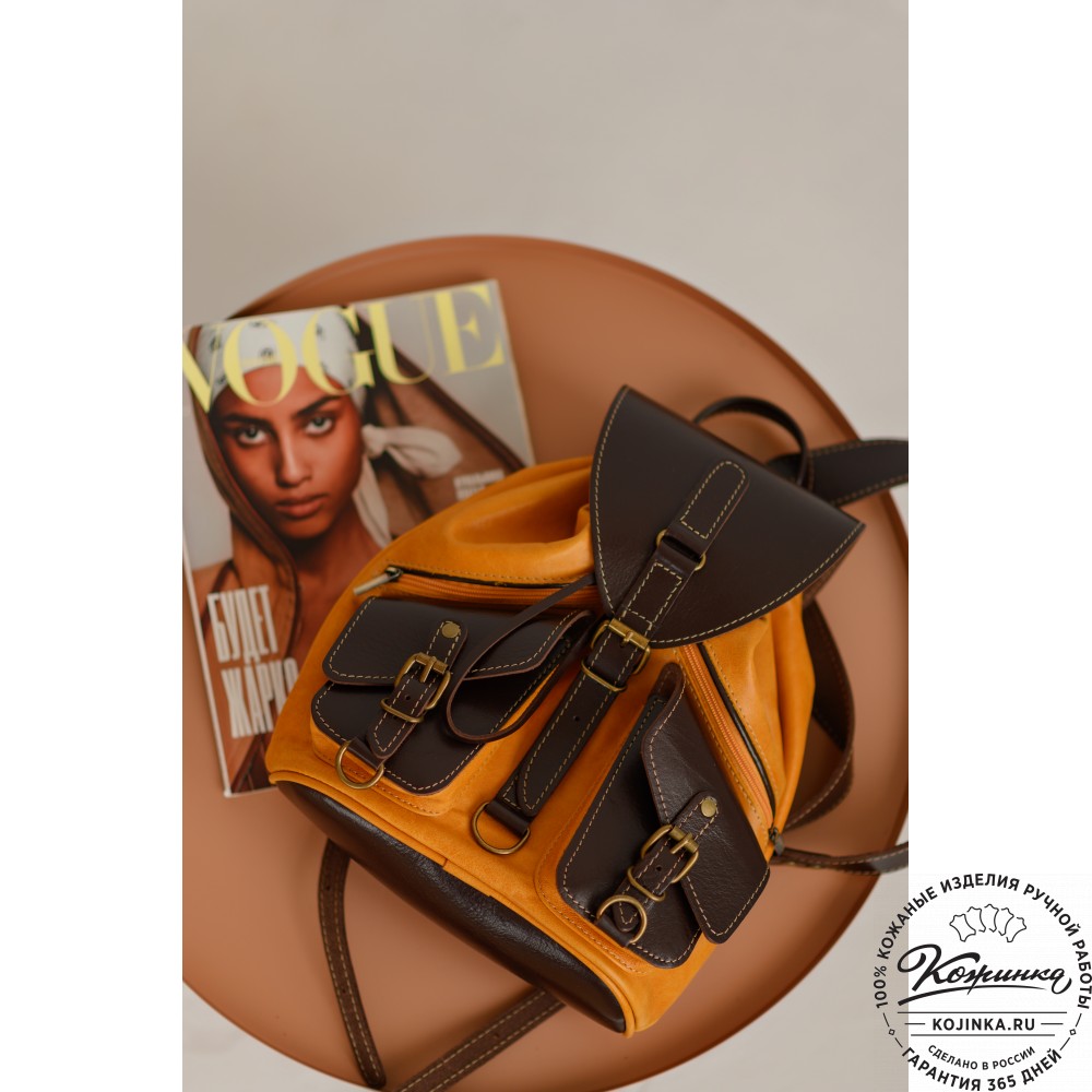 Кожаный рюкзак "Пилот" (оливково-серый)