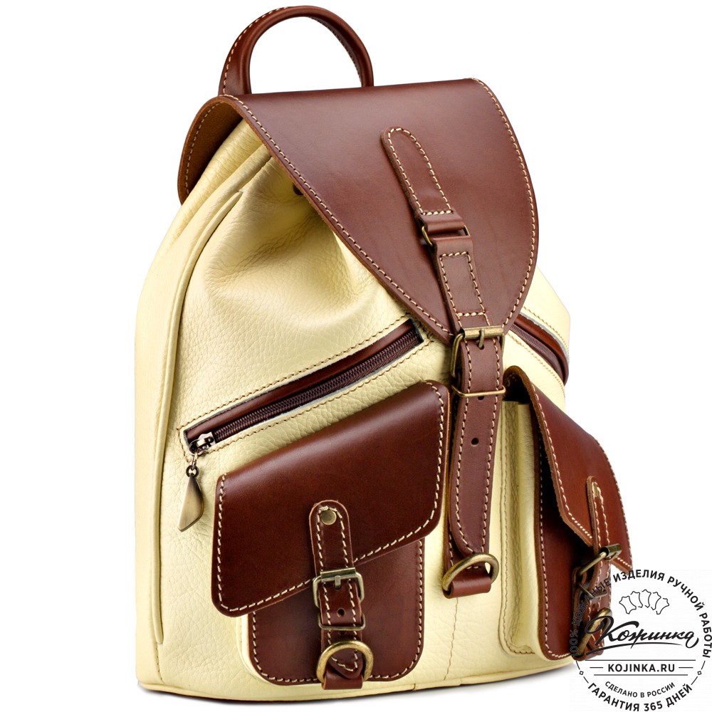 Кожаный рюкзак "Пилот" (жёлтый)