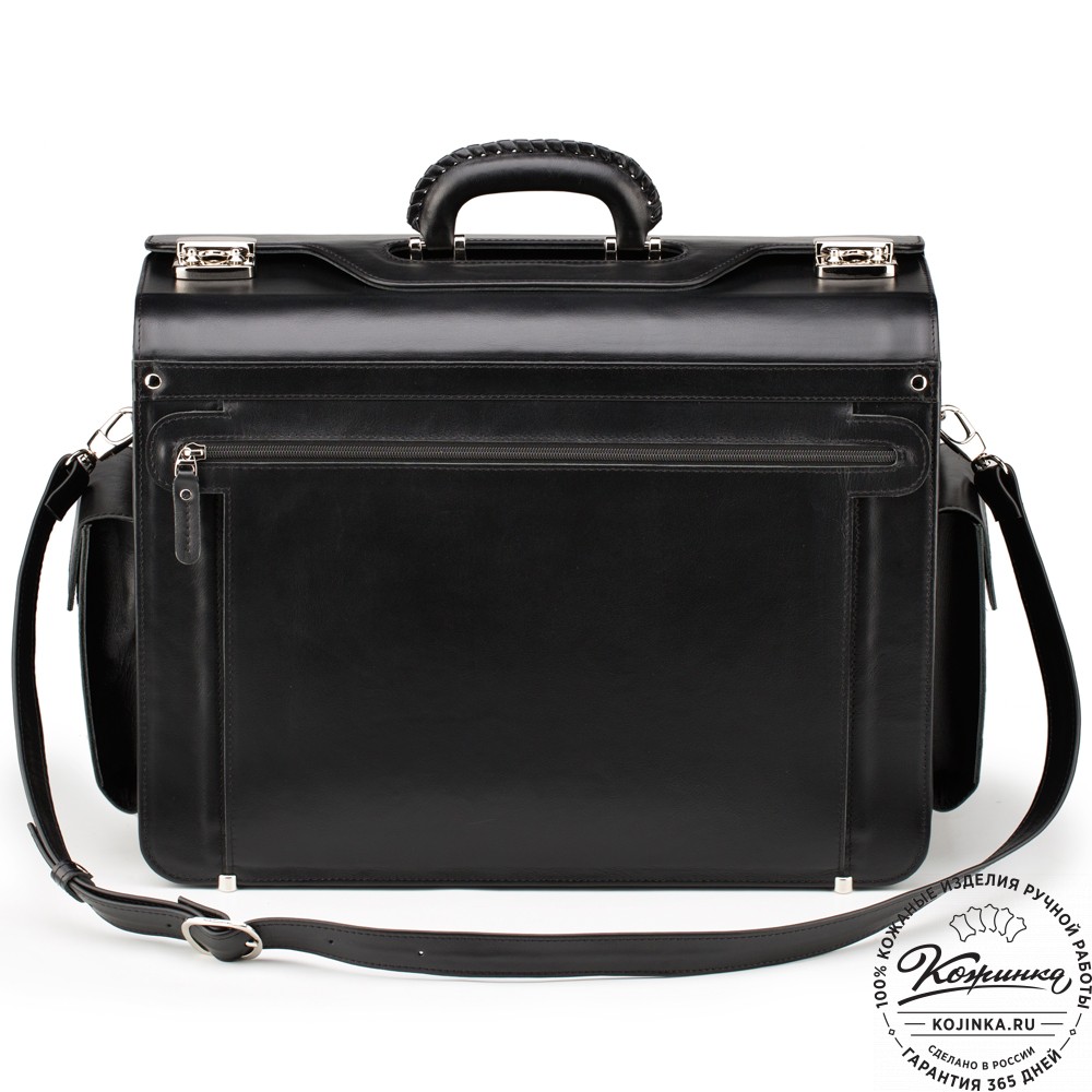 Кожаный портфель-кофр "Аркадий" (чёрный)