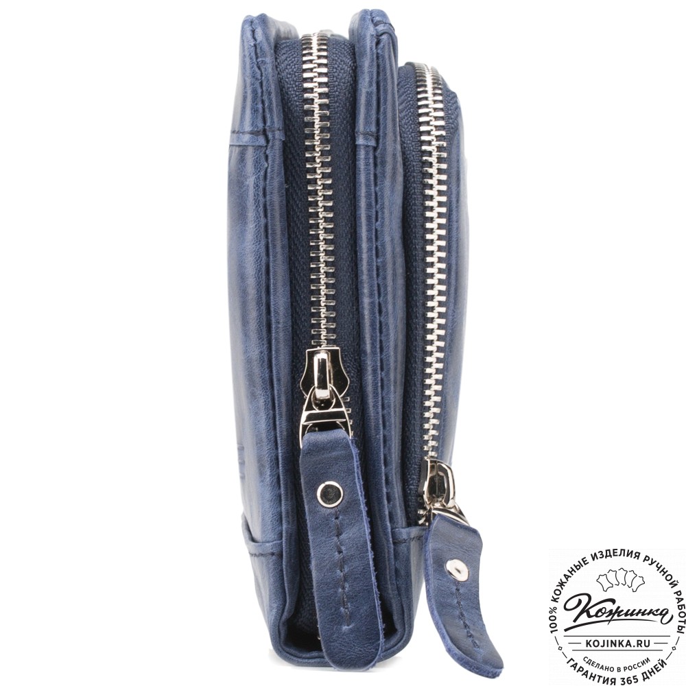 Кожаный клатч "Грэгори" (синий антик) 