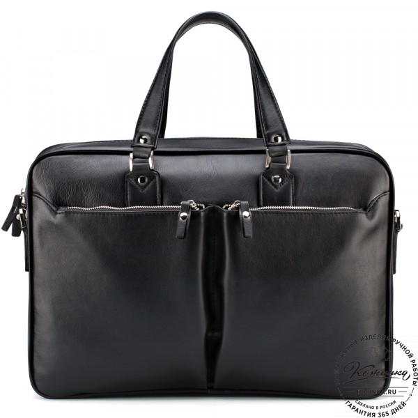 Кожаная деловая сумка "Роберт" (чёрная) . фото 1