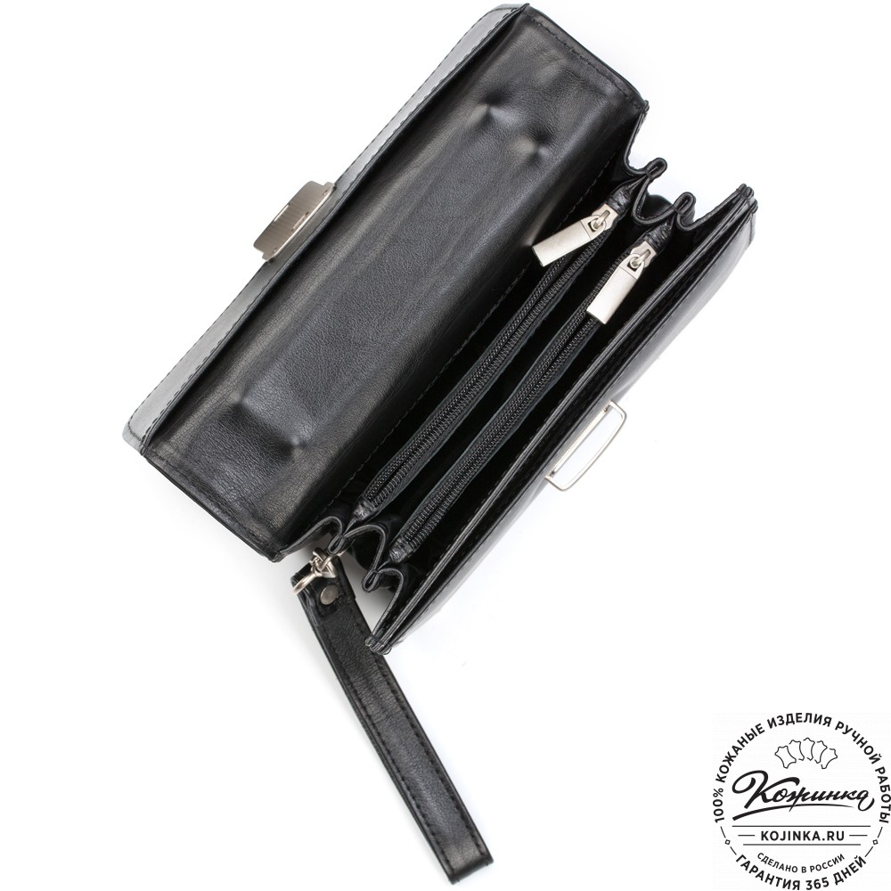 Кожаная барсетка "Вегас" (черная)