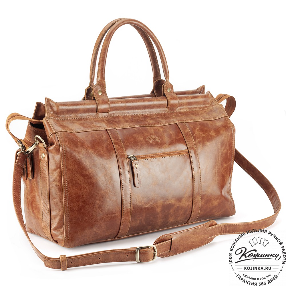 Кожаный городской саквояж "Фостер" (рыжий антик)
