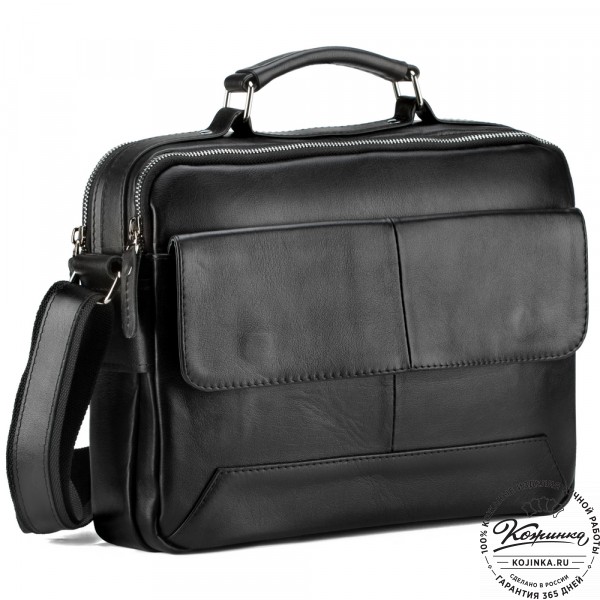 Кожаная сумка "Леон" (чёрная). фото 1