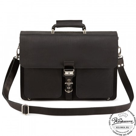 Кожаный портфель "Герман" (чёрный)