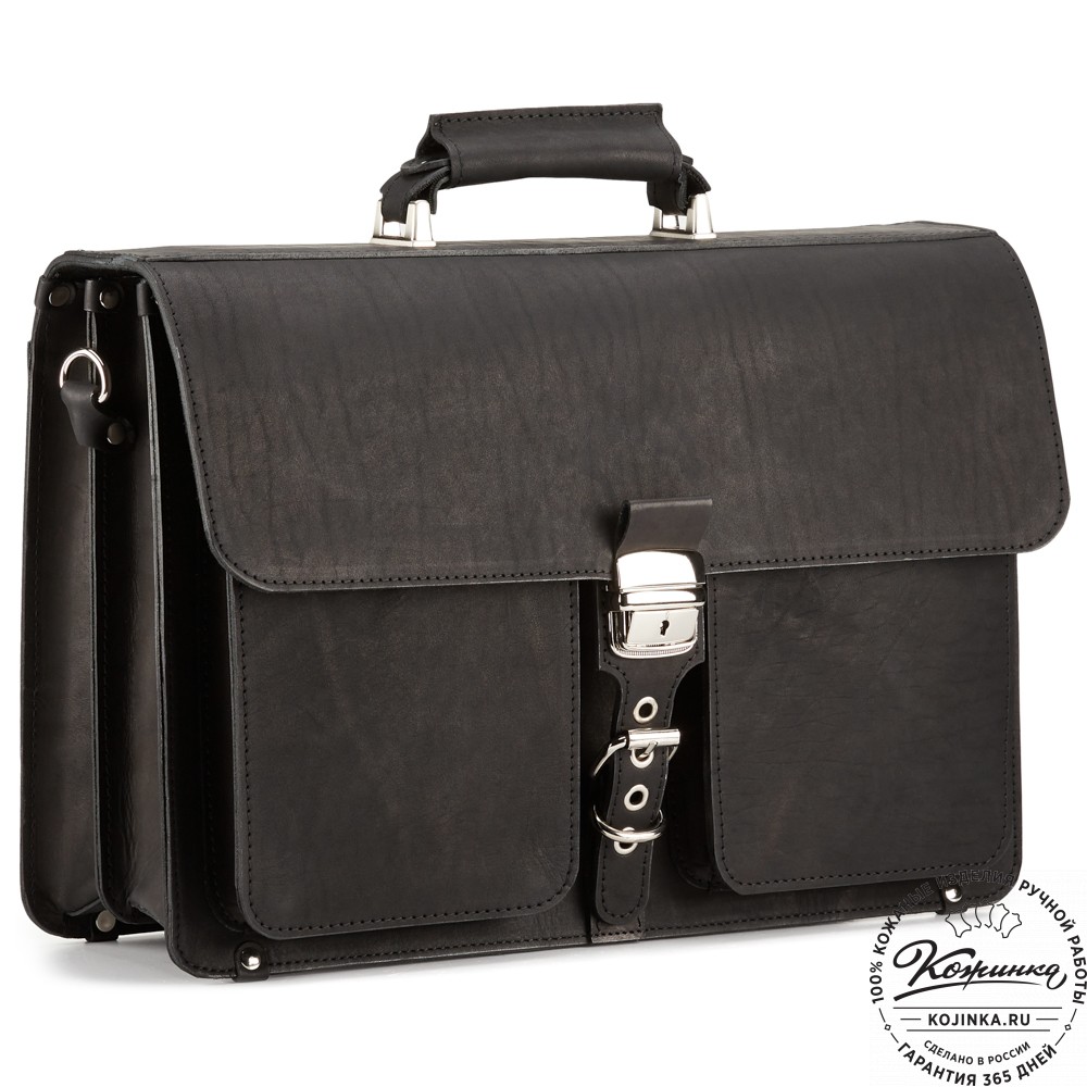 Кожаный портфель "Герман" (чёрный)