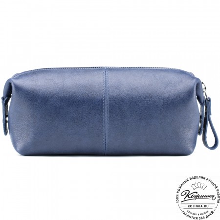 Кожаная косметичка "Бамбина" (синяя)