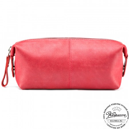 Кожаная косметичка "Бамбина" (красная)