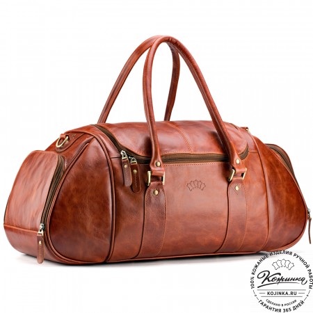 Кожаная дорожно-спортивная сумка "Дональд" (рыжий антик)